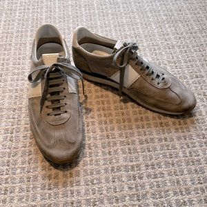 Tom Ford Suede Sneakers Gray White Stripe Size 9